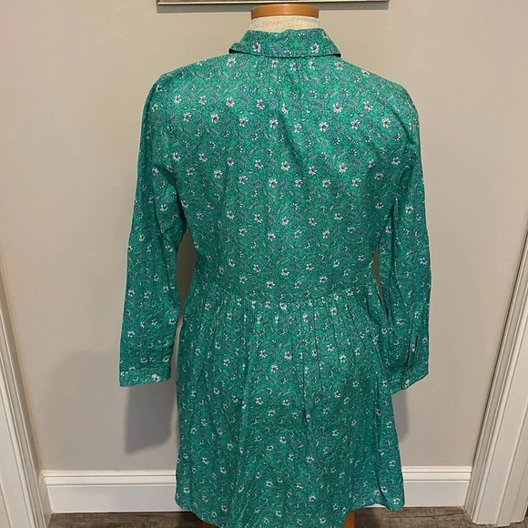 NWT!! J. Crew - Printed Cotton Mini Shirtdress - Green/White/Blue - Size 6 - Picture 8 of 10